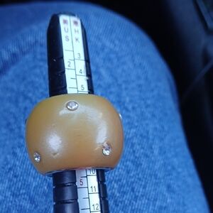 Chunky Tan Ring with Gem Accents